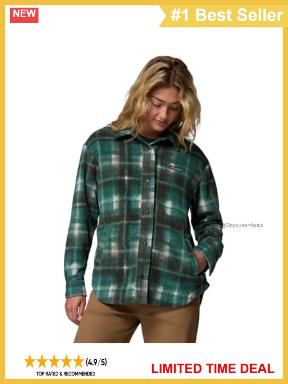 Fleece Shirt Jacket Plaid Snap Front Relaxed Fit Layerable